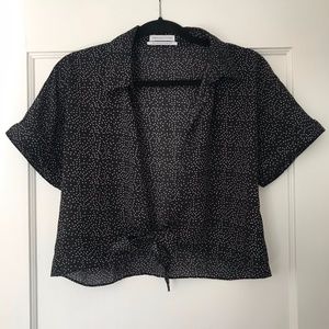 Polka Dot Tie-Front Top